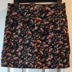 Floral Black Mini Skirt